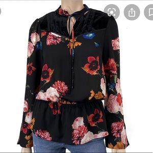 Floral velvet blouse